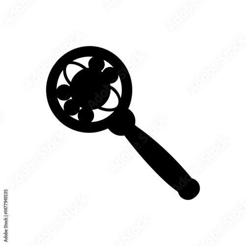 Silhouette of a baby rattle toy with round handle