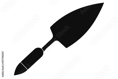 Isolated Black Garden Trowel Illustration Essential Tool for Planting and Gardening Work