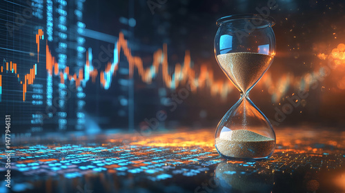 Hourglass and Stock Market Chart: Time and Financial Market Trends