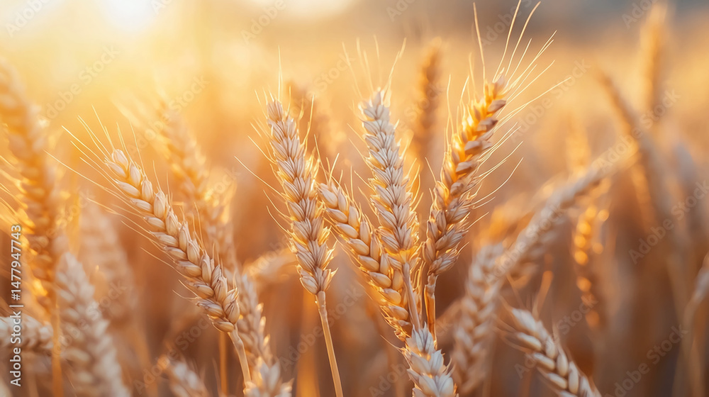Golden wheat field agriculture farm harvest season grain crop cereal ears of wheat close up sunny day scenic Golden wheat field agriculture farm harvest season grain crop cereal ears of wheat close up sunny day scenic