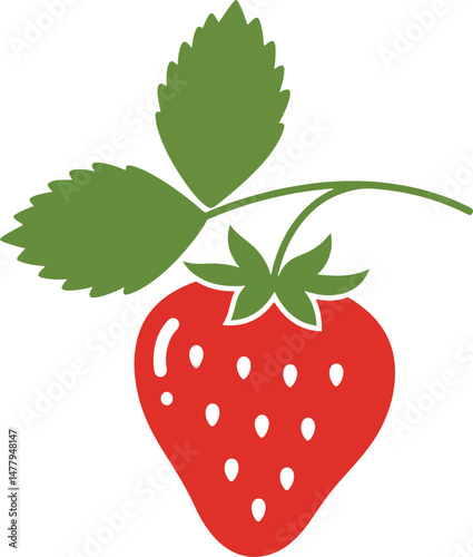 minimal strawberry branch with leaves