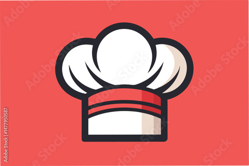 Chef hat and kitchen utensils vector illustration in a clean, modern style suitable for culinary themes and cooking-related projects