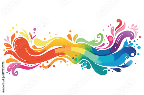 Vibrant vector splash design featuring colorful liquid shapes and dynamic movement suitable for various artistic projects and creative applications