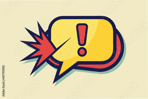 Colorful vector illustration of a speech bubble with an exclamation mark for emphasis in design or communication graphics
