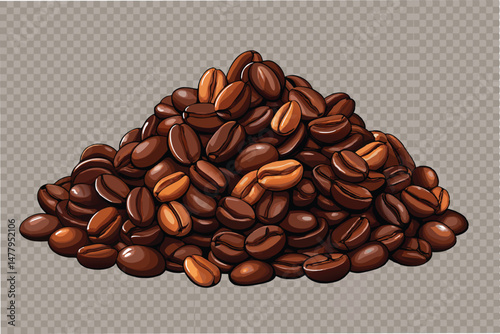 Fresh roasted coffee beans stacked together showcasing rich colors and textures suitable for coffee lovers and roasters