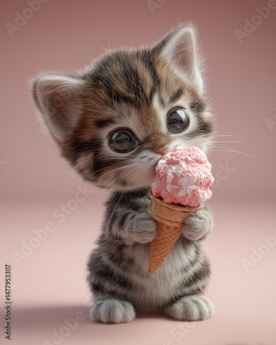 Kitten enjoys a sweet treat