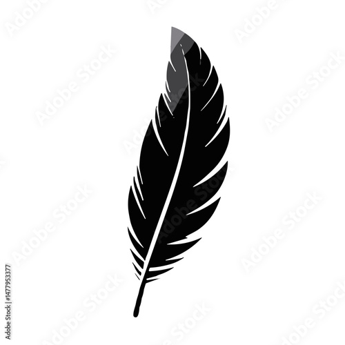 Elegant feather vector icon on transparent background for writing and creativity concepts