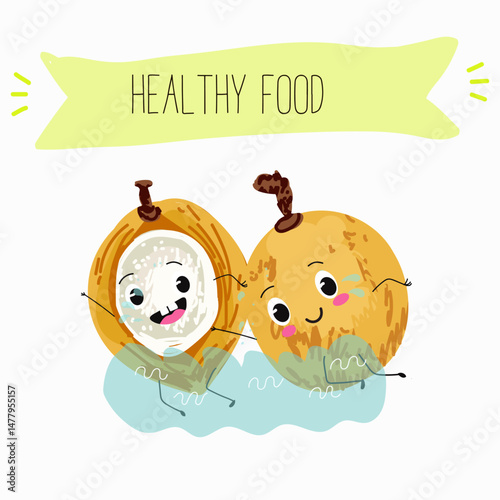 Pepino fruit cute funny cheerful characters with different poses and emotions. Natural vitamin antioxidant detox food collection. Vector hand drawn illistration.