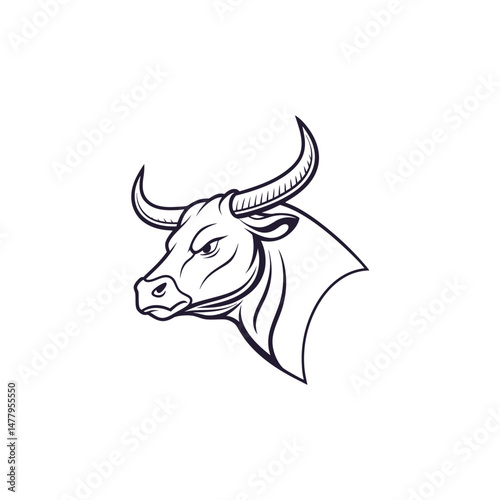 bull silhouette icon. strength and perseverance symbol. vector image of animal