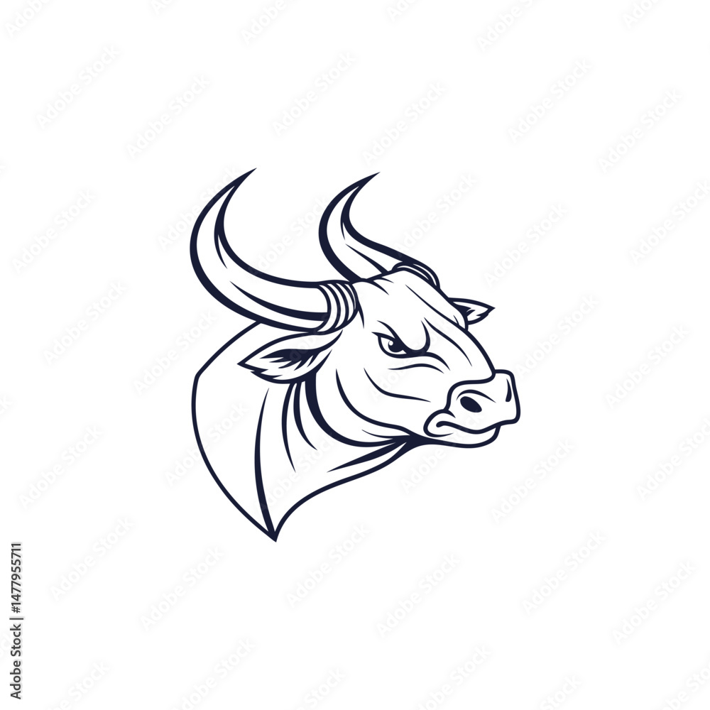 Fototapeta premium bull silhouette icon. strength and perseverance symbol. vector image of animal