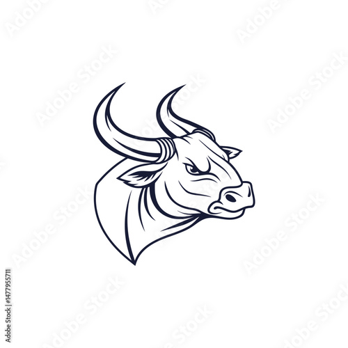 bull silhouette icon. strength and perseverance symbol. vector image of animal