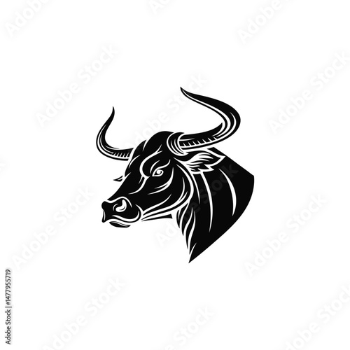 bull silhouette icon. strength and perseverance symbol. vector image of animal