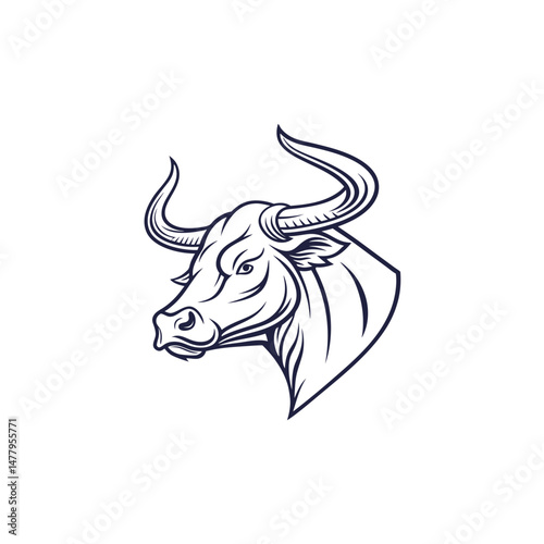 bull silhouette icon. strength and perseverance symbol. vector image of animal