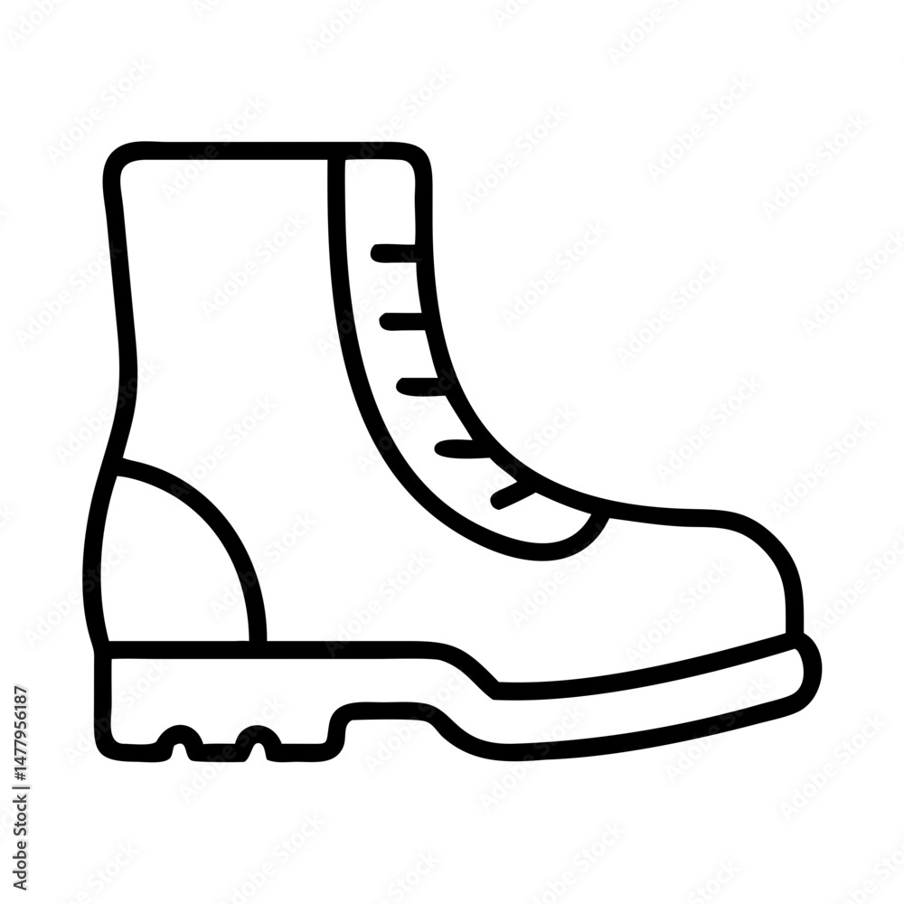 Line Art Hiking Boot Icon Design  