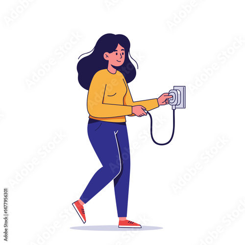 woman plugging charger in wall