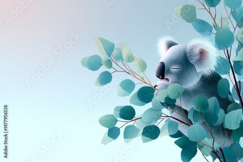 Adorable Furry Creature Nestled Amongst Lush Green Leaves Perfect for Nature and Wildlife Them