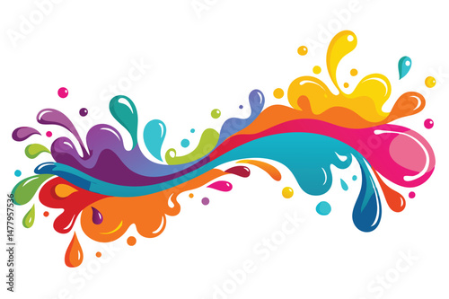Vibrant vector splash design featuring colorful liquid shapes and dynamic movement suitable for various artistic projects and creative applications