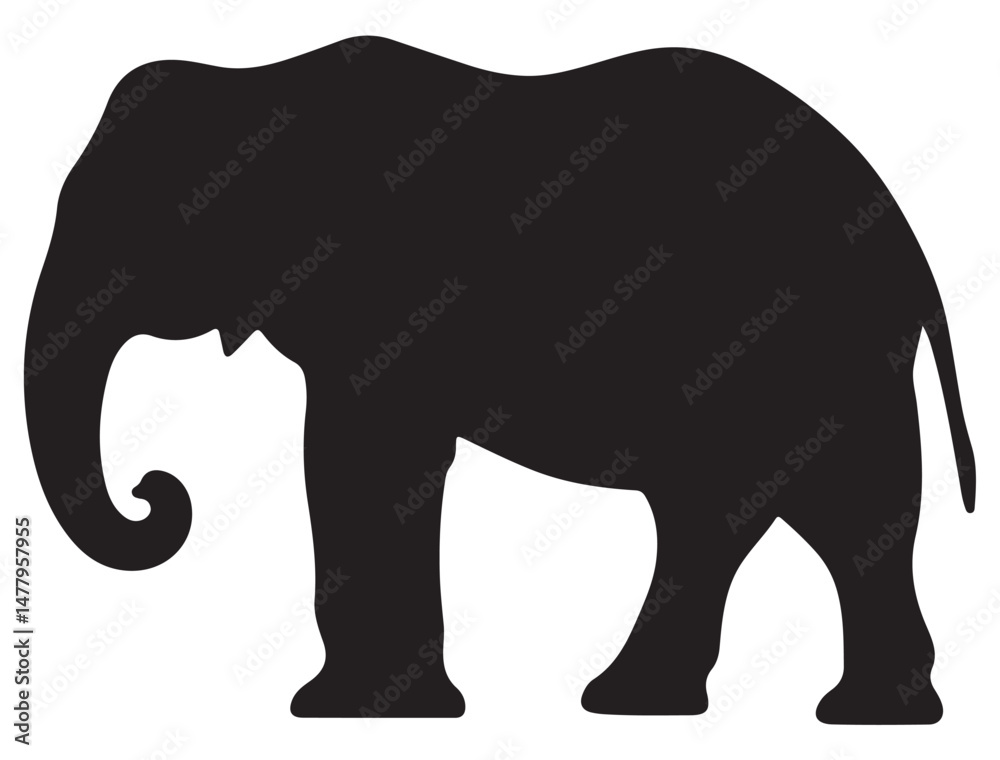Fototapeta premium ELEPHANT SILHOUETTE WHITE BACKGROUND
