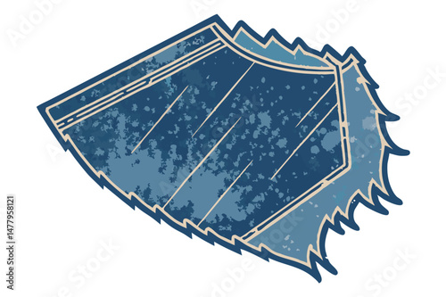 Stylish vector illustration of a torn piece of fabric in shades of blue with a textured pattern, perfect for graphic design projects and creative endeavors