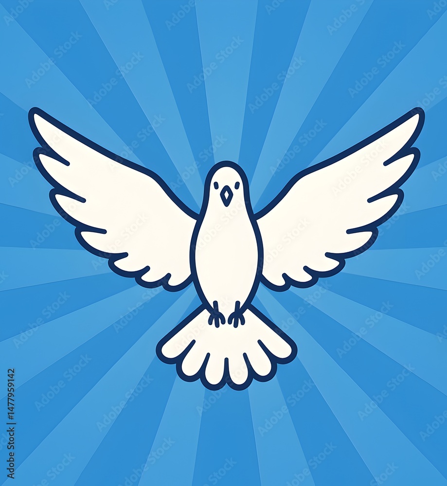 Obraz premium Pentecost illustration with dove in vector style.