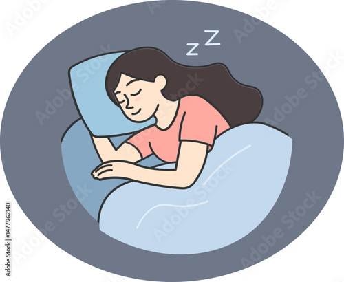 Young woman sleeping peacefully at night