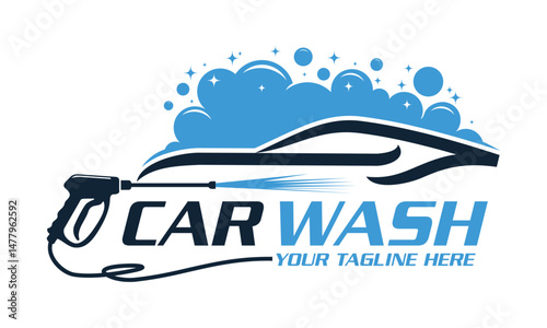 pressure car wash logo design vector template illustration