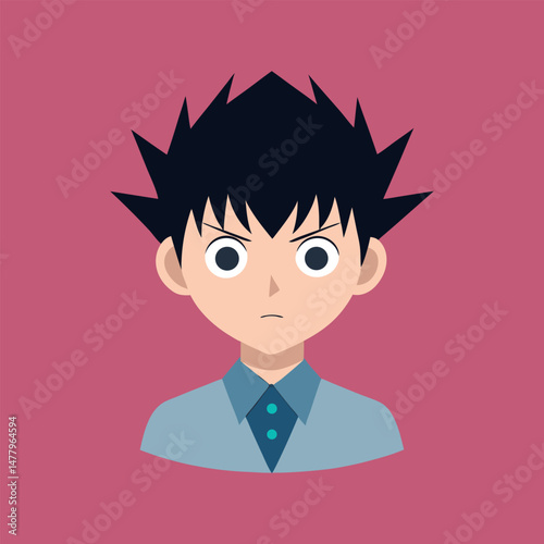3d Mob psycho anime design on isolated boy with a smile