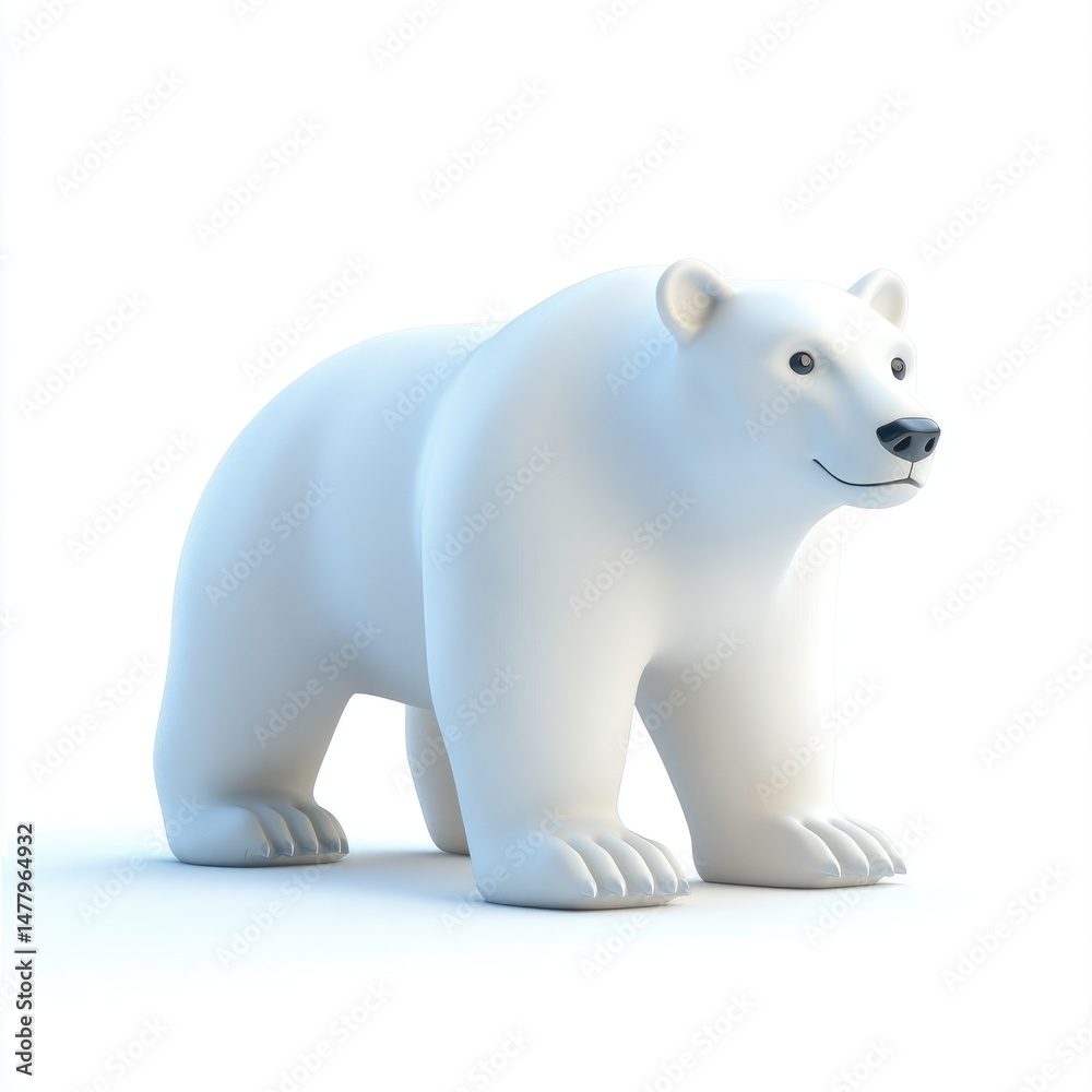 Fototapeta premium Polar bear figurine against a plain white background.