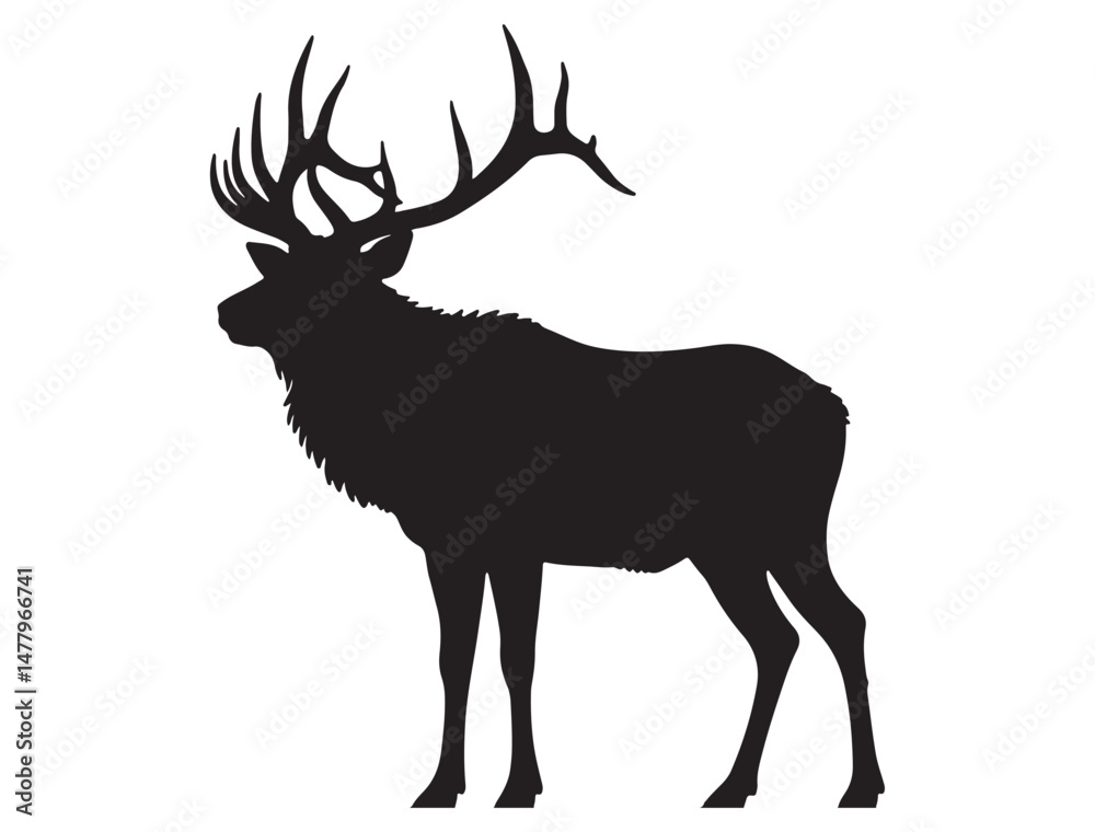 Fototapeta premium ELK SILHOUETTE WHITE BACKGROUND