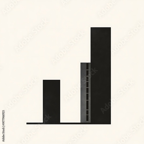 Abstract Minimalist Architecture: Geometric Composition with Dark Rectangles and Textured Column on Neutral Background.