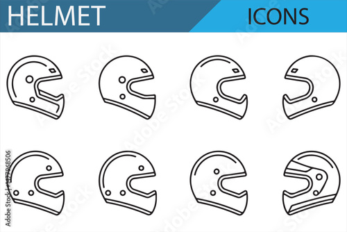 Protective helmet vector icons for safety equipment and gear design