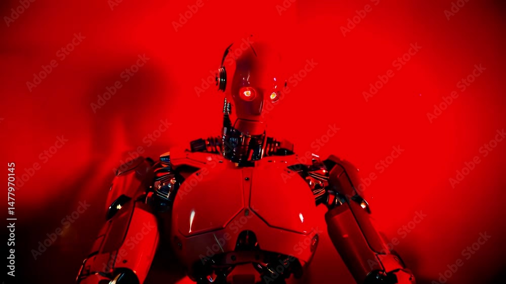 robot red technology waiting danger warning bot