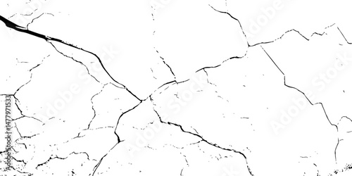 High-Resolution Vector Texture of Dry Cracked Earth with Transparent Background – Grunge Distressed Overlay Featuring Natural Split Lines and Soil Fractures