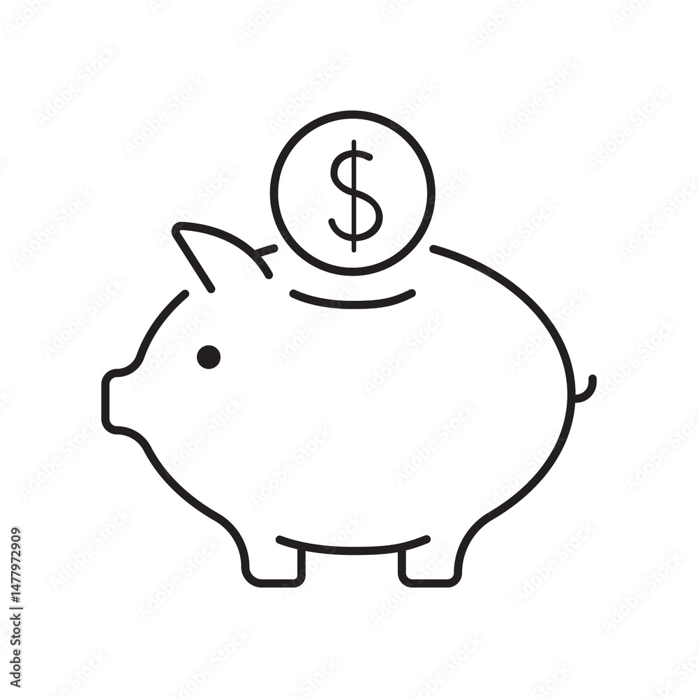 Fototapeta premium Bank, payment, money and finances line icon