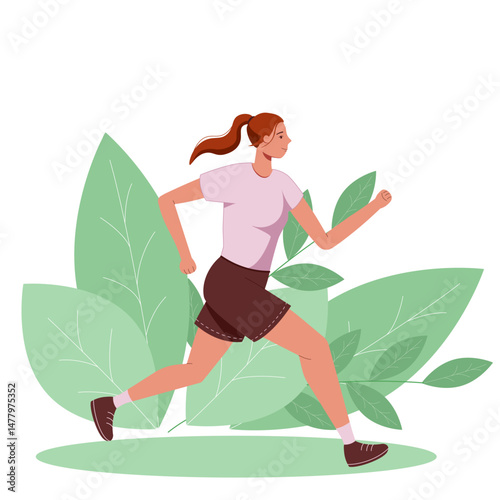 Running Woman in Sportswear Vector Illustration
