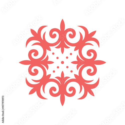 Traditional Kyrgyz ornament with ethnic floral swirls. Perfect for cultural, decorative, and textile design projects. Bold and symmetrical national vector pattern.
