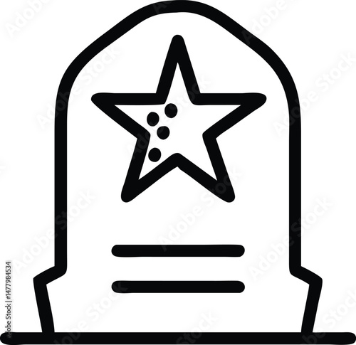 Simple memorial icon of a headstone with a star symbol symbolizing remembrance and honor for veterans and those lost