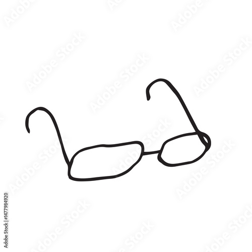 black and white illustration of doodle-style glasses. for patterns, prints, stickers, educational projects, school themes, infographics, posters, and web design.registration of office supplies, school
