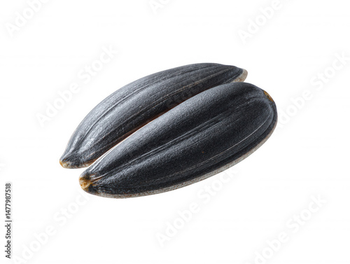Wallpaper Mural Two black sunflower seeds are displayed closely together on a white background in a macro shot, showing details of the s and their natural texture and shape. Torontodigital.ca