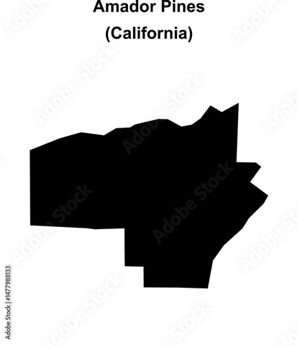 Amador Pines (California) blank outline map