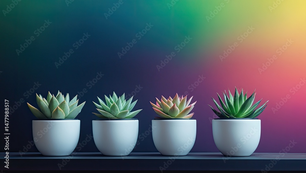 Fototapeta premium Colorful Succulents on Shelf.