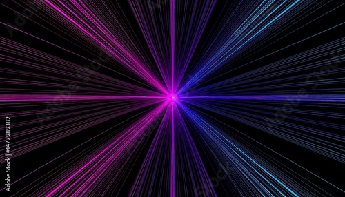 Colorful light rays emanate from a central point creating a vibrant visual effect