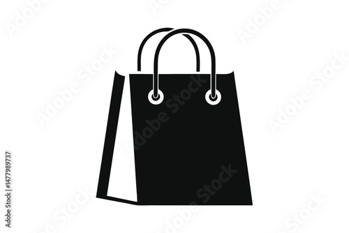 Silhouette of Shopping Bag with Handles, Symbolizing Retail and Commercial Activity