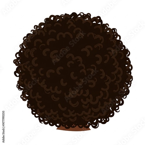 Fashionable faceless black woman with afro and bow, flat style vector illustration on white background.