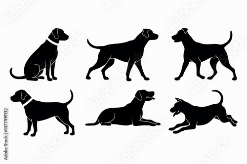 Set of Dog Silhouettes in Various Poses