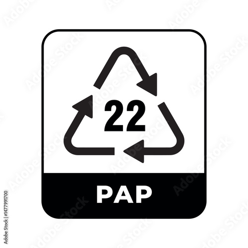 recycling symbol for paper materials with code 22, pap, eco-friendly packaging, waste management, sustainability