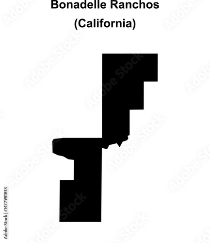 Bonadelle Ranchos (California) blank outline map