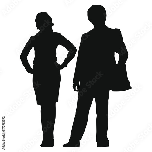 silhouette of girl and boy standing
