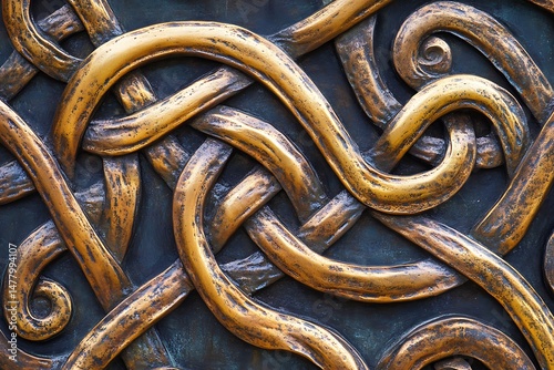 patterns metalwork with interwoven knot Viking