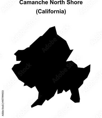 Camanche North Shore (California) blank outline map